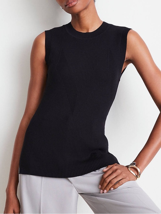 LOFT Tops - LOFT Versa Black Ribbed Sleeveless Shell Top NEW